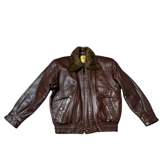 Leather Bomber With Fur Collar, small - Picture 13 of 16